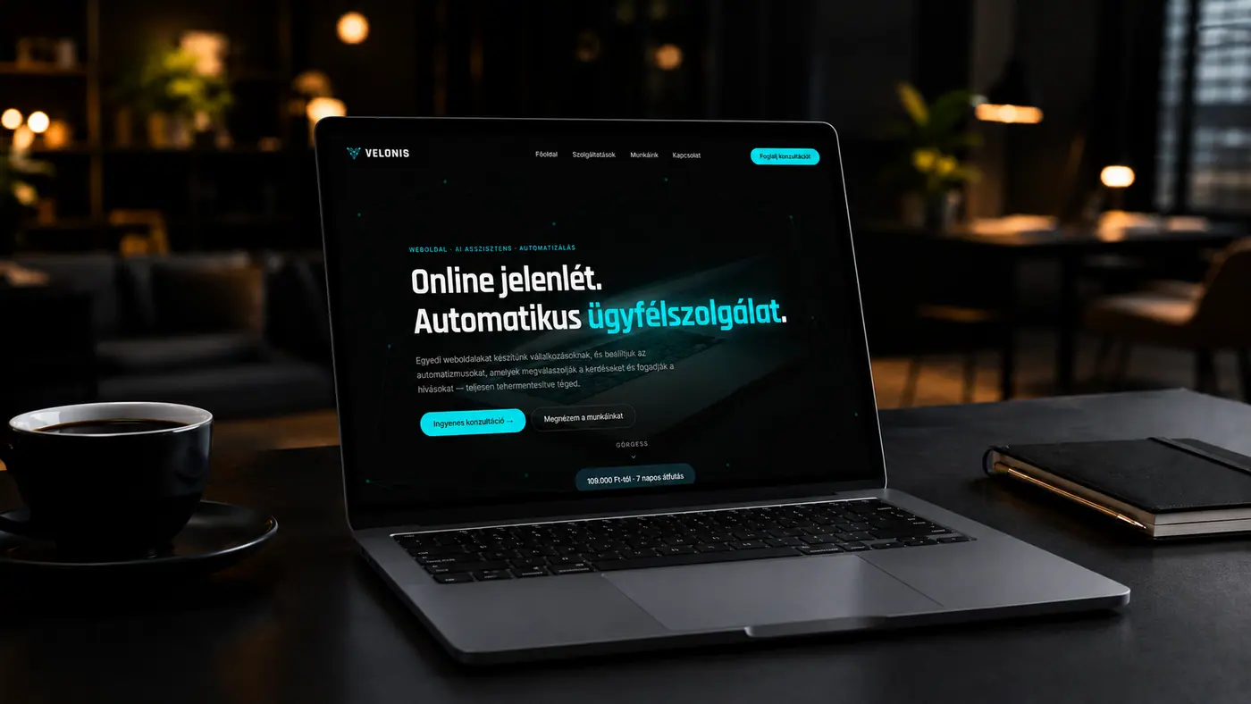 Weboldalkészítés vállalkozásoknak — Velonis referencia felület